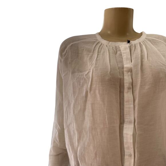 Pomandere Womens Long Sleeve Cotton Silk Top Size 42 Minimalist Lagenlook White - Picture 6 of 16